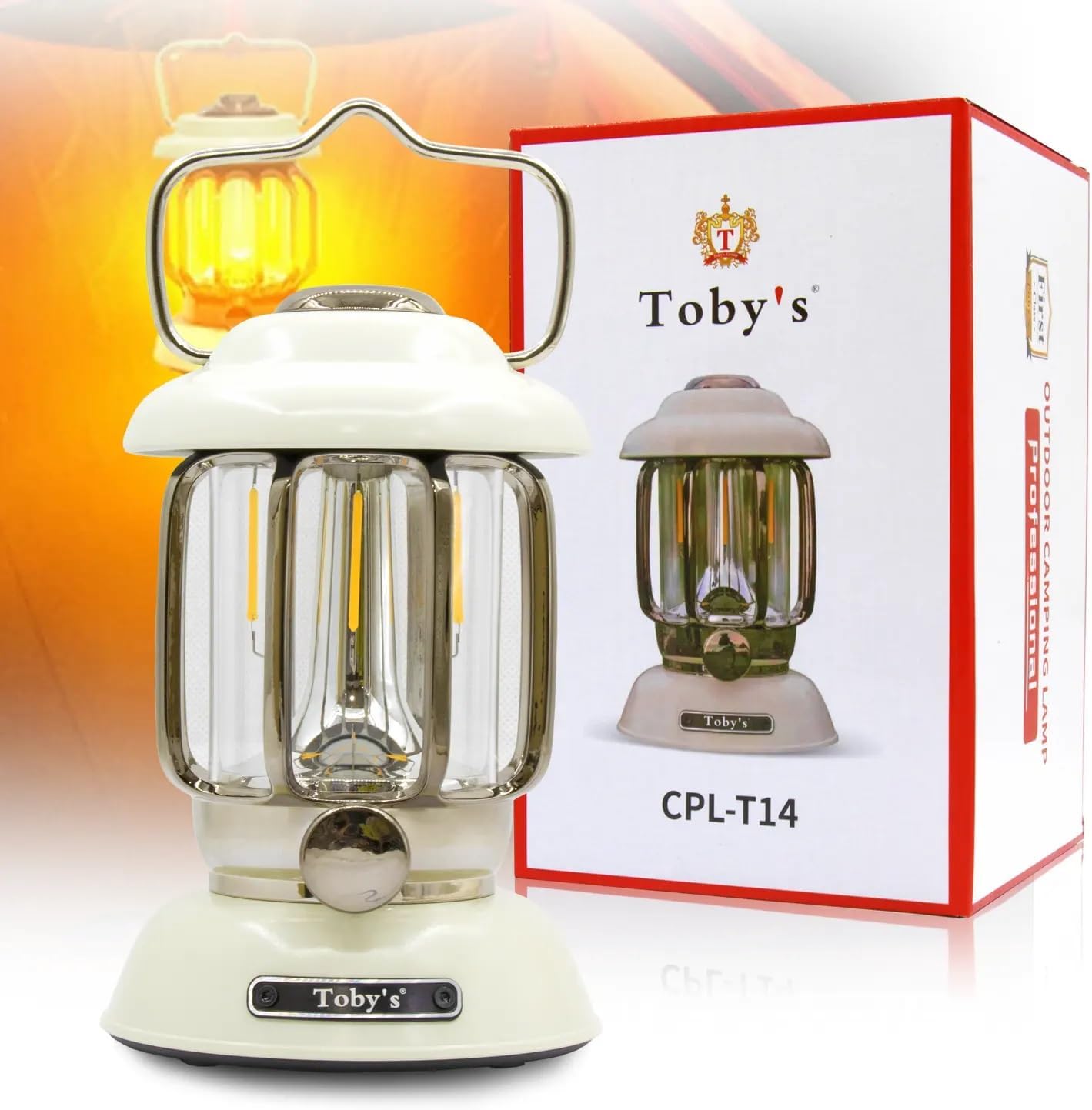 Toby’s CPL-T14 LED Camping Lantern | Portable, Rechargeable, Stepless Dimming, White